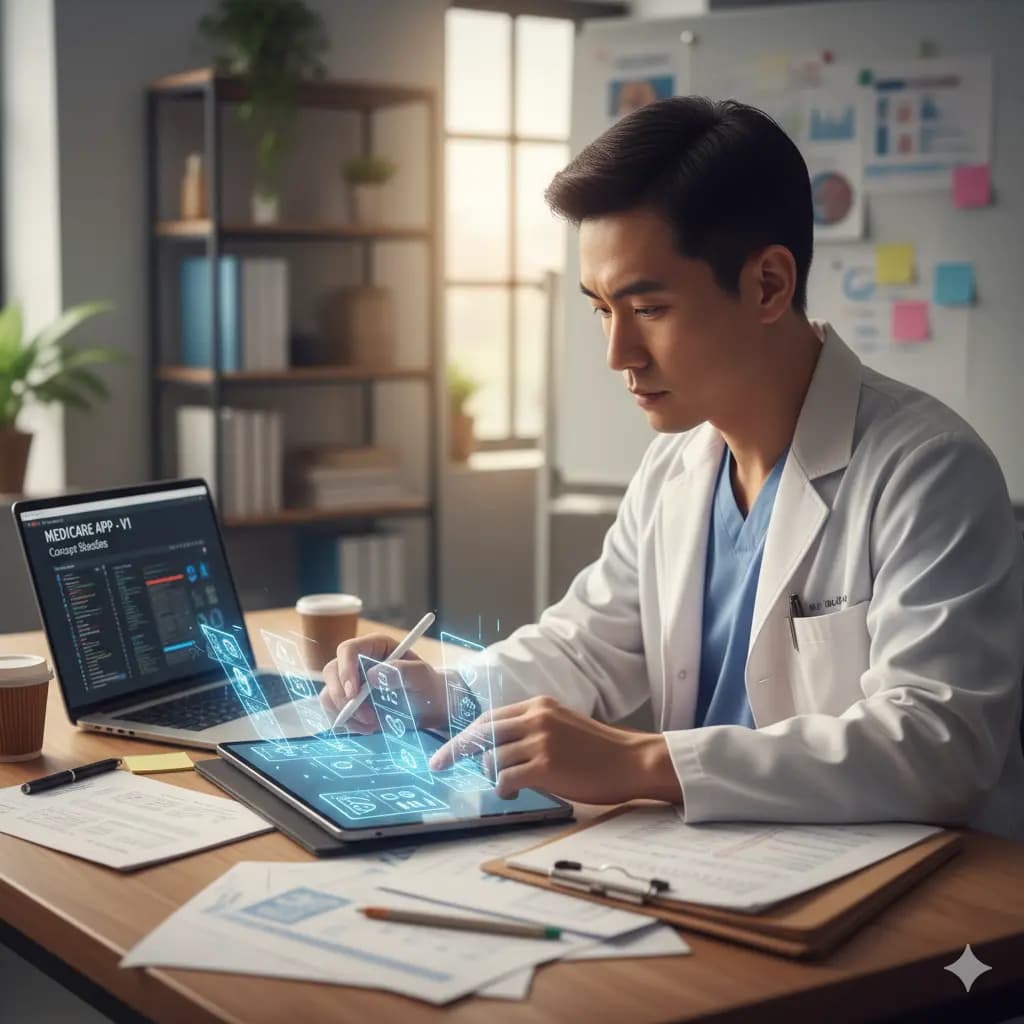 Clinician developing healthcare app concepts